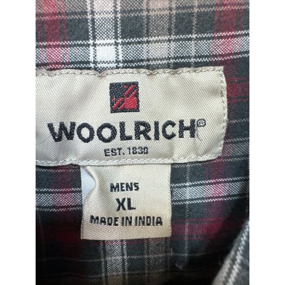 Woolrich Mens Button Down Shirt Size XLarge Red Gray Plaid Long Sleeve Outdoor - Picture 9 of 12